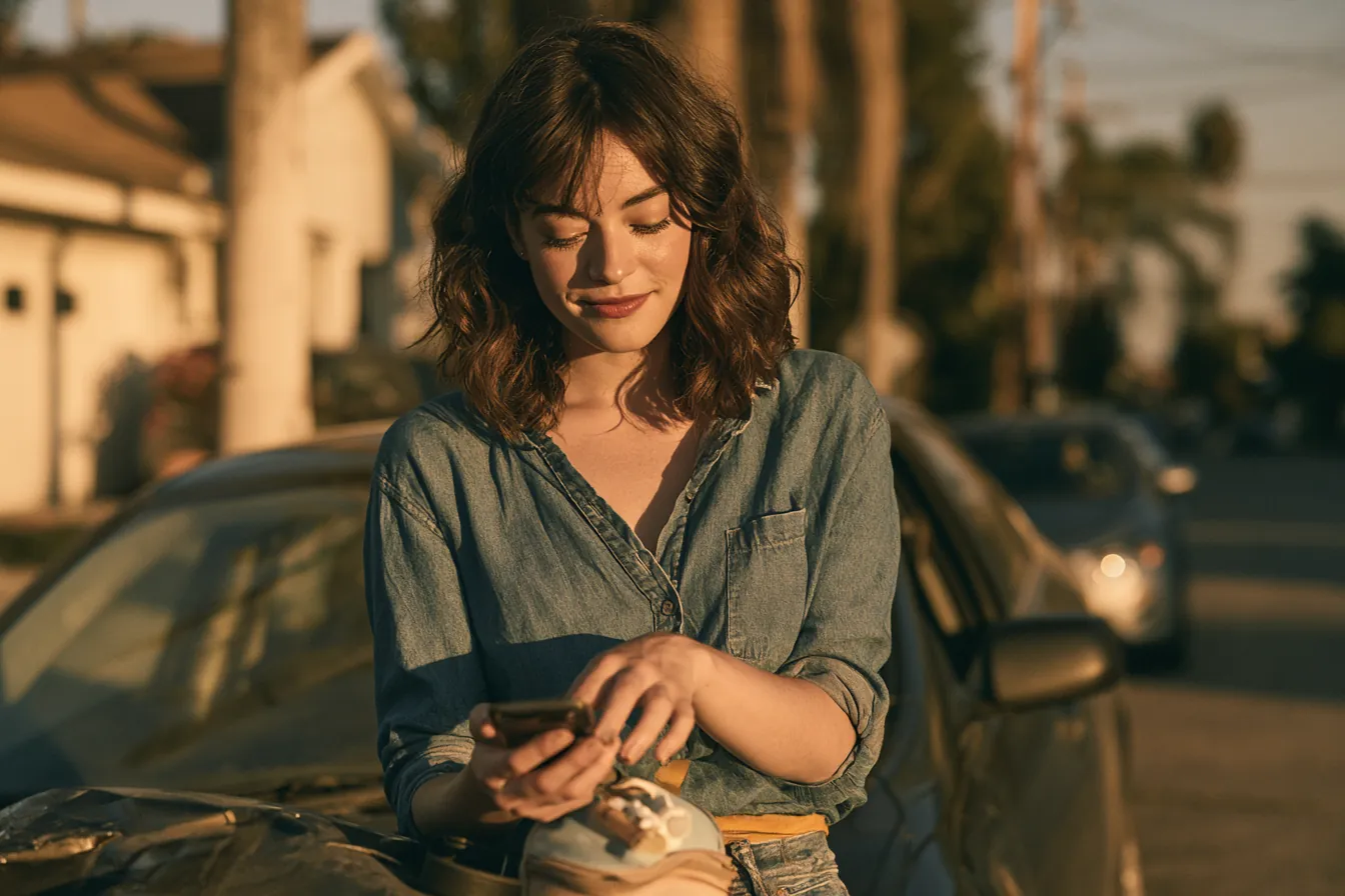 Woman beside a stalled car arranging fast repair financing