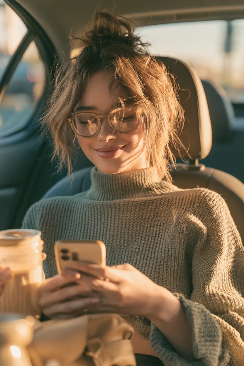 Reviewing emergency auto repair loan terms on a phone before accepting