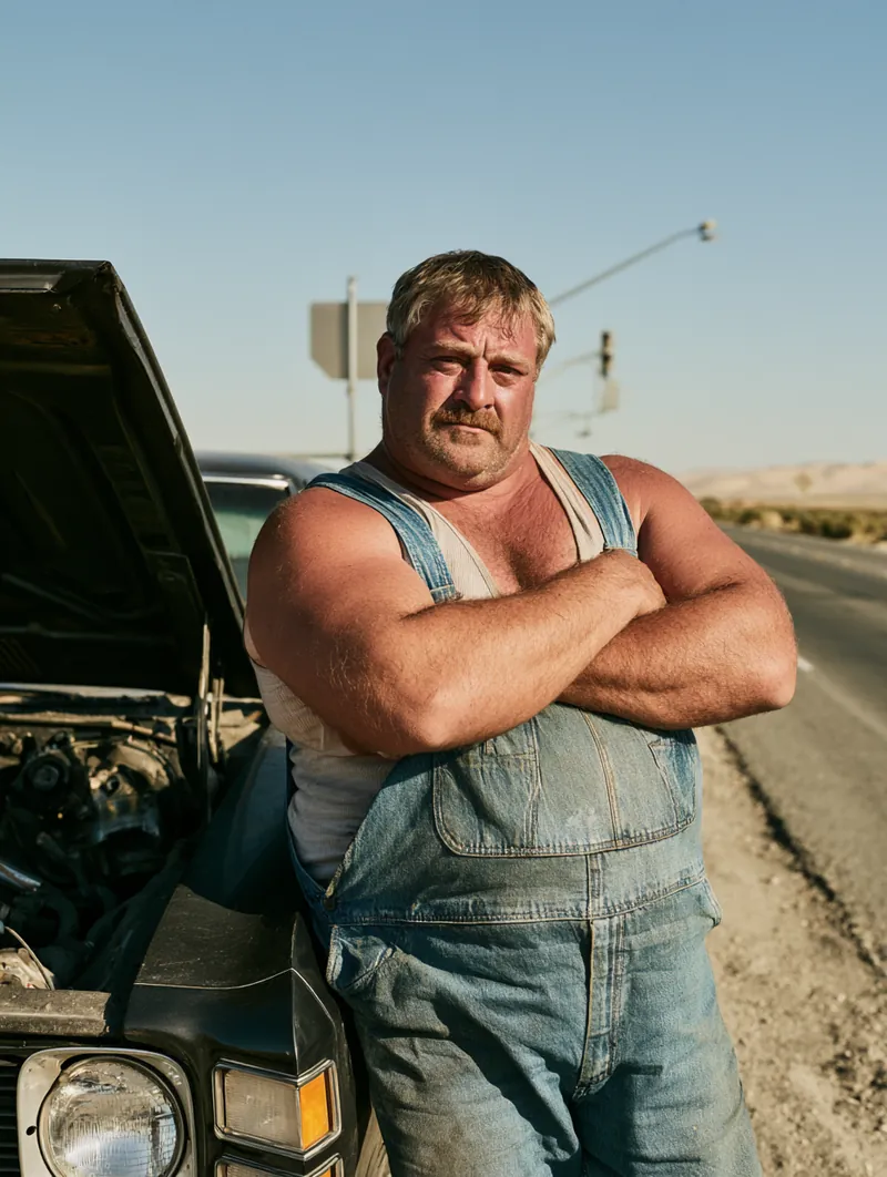 Driver assessing a breakdown at the roadside before arranging repair financing